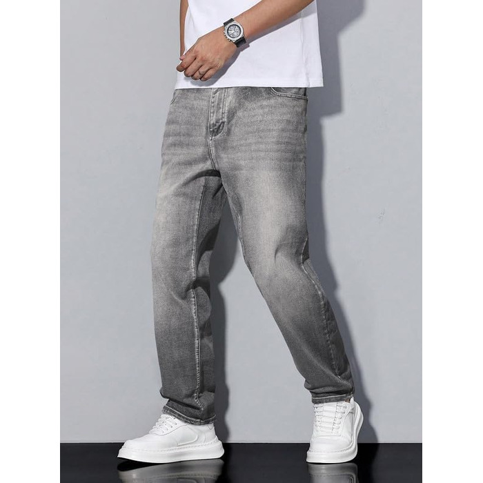 Чоловічі джинси Elegancity Baggy Stretch — широкі штани Straight Y2K Streetwear, Loose Fit, сірі, розмір XS