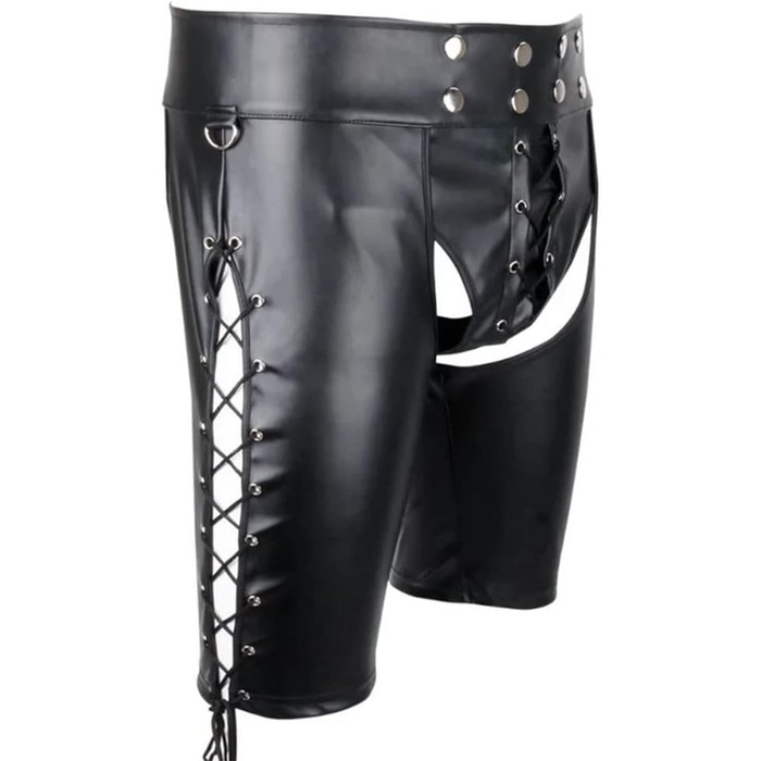 Боксери-шорти з еластичної шкіри (PU) для клубів та еротичних вечірок, чорного кольору, розмір XL
