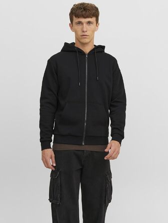 Чоловіча худі на блискавці JACK & JONES одноколірна чорна, розмір XL