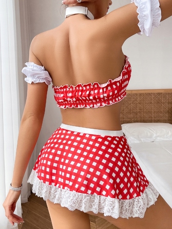 Еротичний костюм покоївниці Maid Dress, червоний, р. S