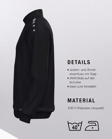 Спортивна куртка JAKO One унісекс із переробленого поліестеру з функцією Keep Dry, чорна, розмір XL