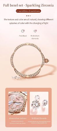 Жіночий годинник OLEVS Elegant Luxury — розкішний кварцовий годинник з діамантами, колір рожеве золото, керамічне скло