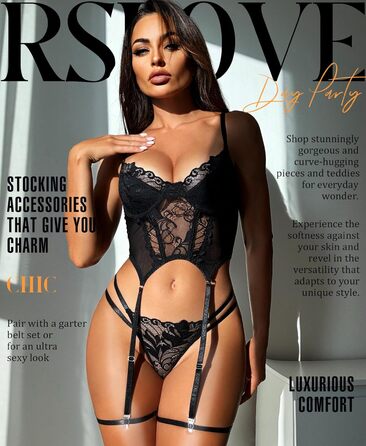 Комплект жіночої білизни RSLOVE (4 шт.) (M, Чорний)