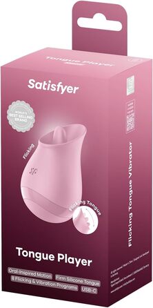 Satisfyer Tongue Player: вібратор для жінок, 8 режимів вібрації та стимуляції язичка, водонепроникний (IPX7), USB-C зарядка, силікон