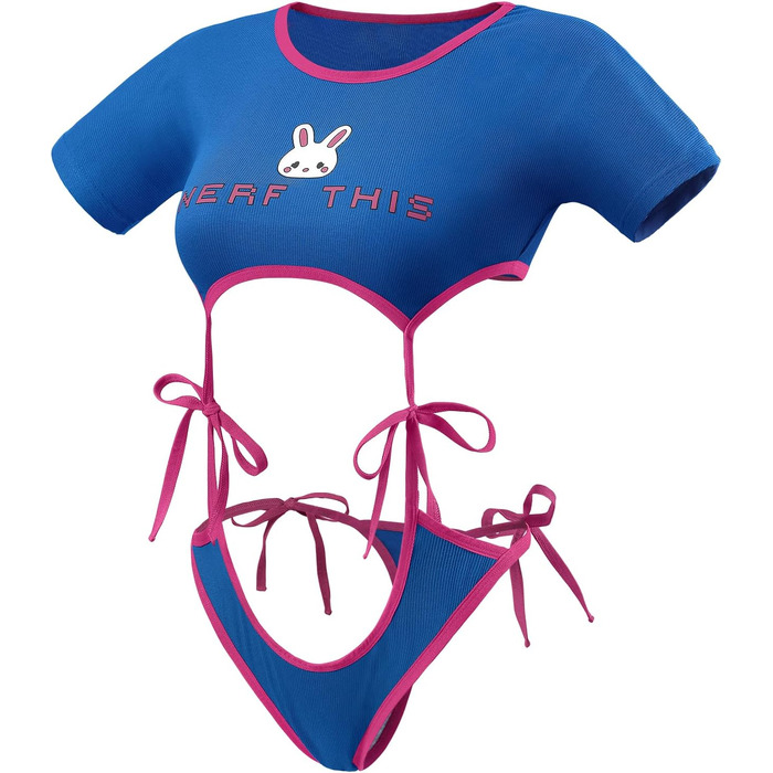 Комплект жіночої піжами з бавовни LittleForBig: бра-топ та трусики з мереживом, спортивний стиль, блакитний, 3XL