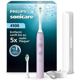 Електрична сонічна зубна щітка Philips Sonicare Series 4100 з датчиком тиску, 4 режимами чищення та дорожнім футляром, HX4044/52, Фіолетова
