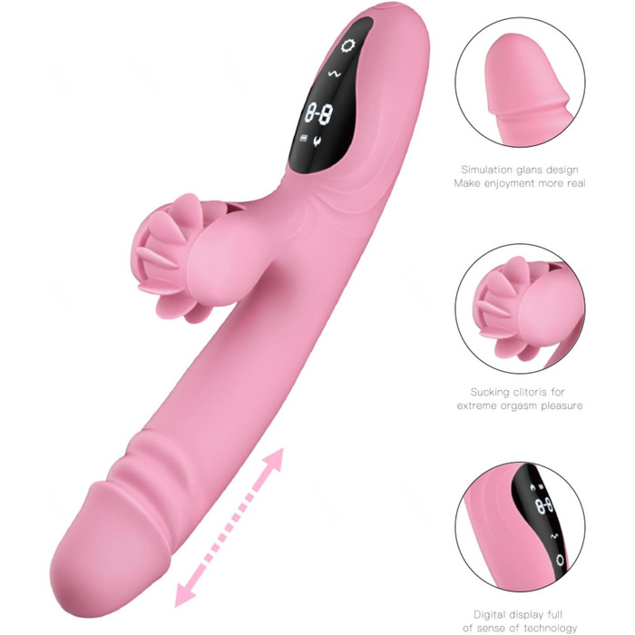 Вібратор для жінок Rabbit з 9 функціями та режимом нагріву (рожевий)