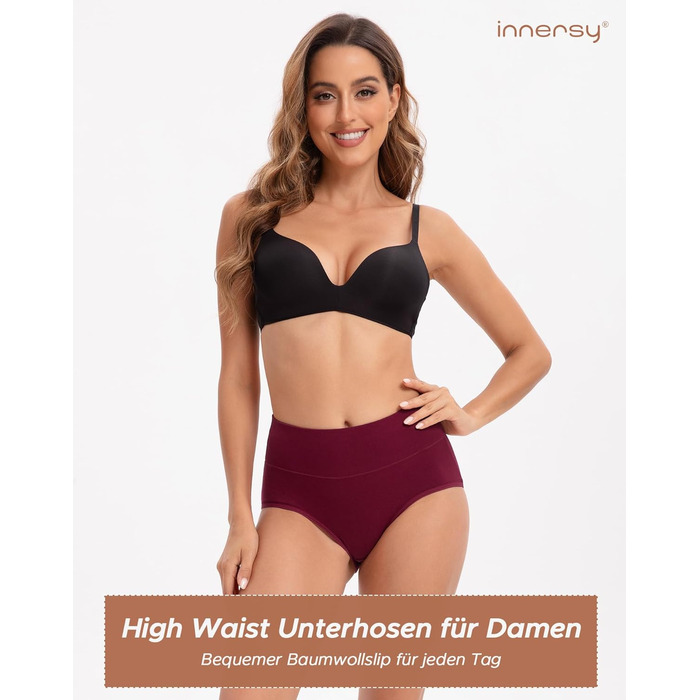Труси жіночі бавовняні з еластичною стрічкою Innrsy, висока талія, м'які, 5 шт. в упаковці, XS, для зими