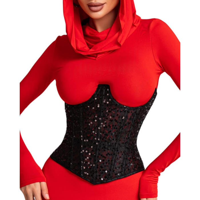 Корсет для фігури жіночий Meh-Korett Shine Black L, Body shaper, моделюючий, для схуднення