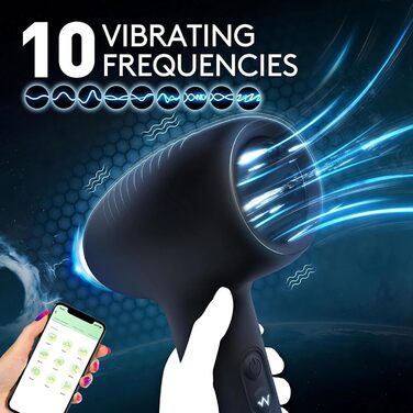 Вібратор для чоловіків HXLXW з 10 режимами вібрації, подовжувач пеніса, допомога при ерекції, керування через додаток