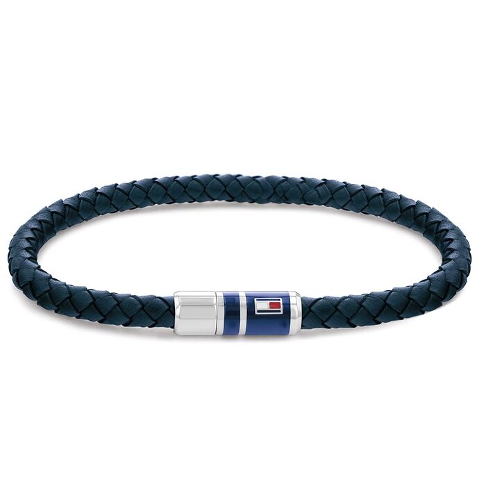 Чоловічий шкіряний плетений браслет Tommy Hilfiger — темно-синій (Marineblau)