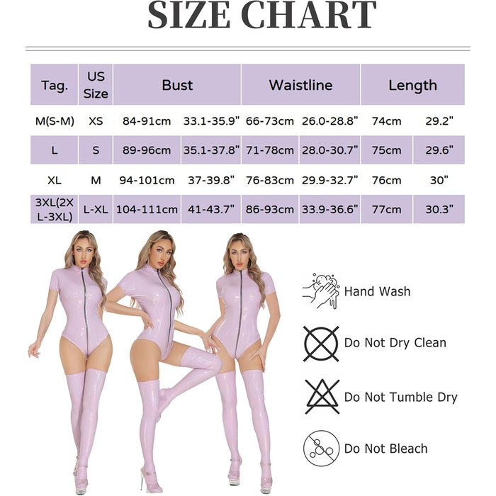Боді жіноче Maeau Wetlook з глітером, латексний комбінезон, облягаючий, з короткими рукавами, для клубу та вечірок - XL (EU) (Ліловий, L-XL)