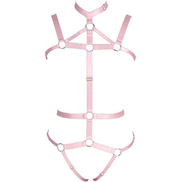 Жіночий комплект корсет, стрінги та ремінь для карнавалу, фотосесій та танців. Стиль: панк, готика, рожевий