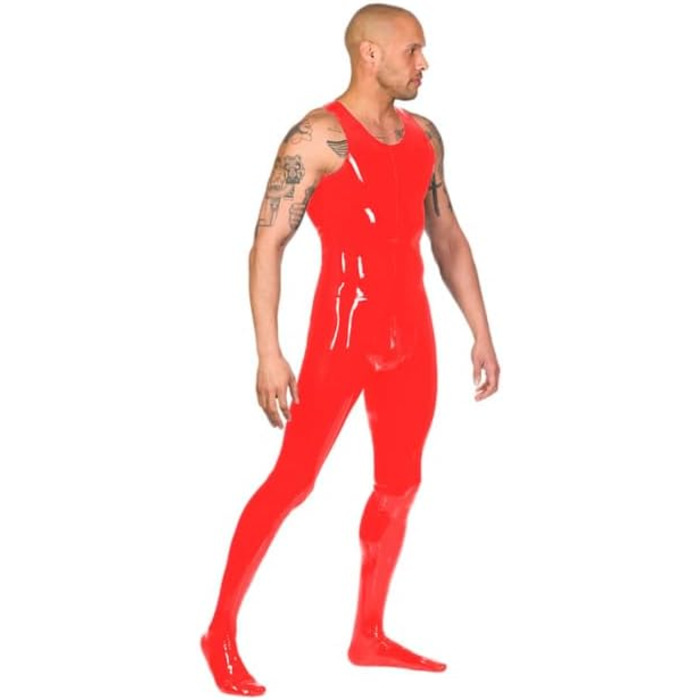 Костюм для чоловіків JQYTEN, фетиш-костюм з червоного штучної шкіри, комбінезон, PVC, для клубів, розмір S-M