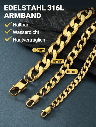 Чоловічий сталевий браслет-ланцюг PROSTEEL (панцирний), нержавіюча сталь, золотистий колір, 23 см, ширина 6 мм