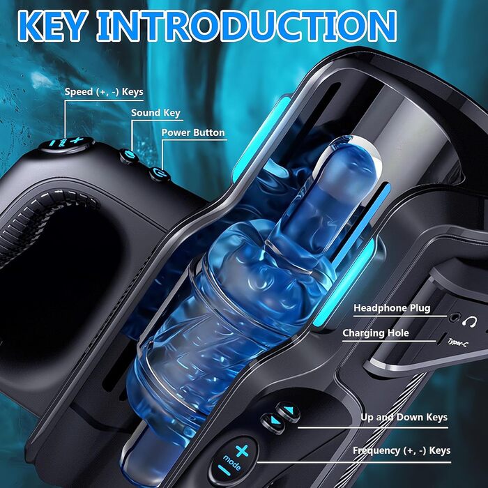 Інтимна іграшка для чоловіків з 5 телескопічними стержнями та 5 режимами стимуляції. Реалістична вагіна для чоловіків.