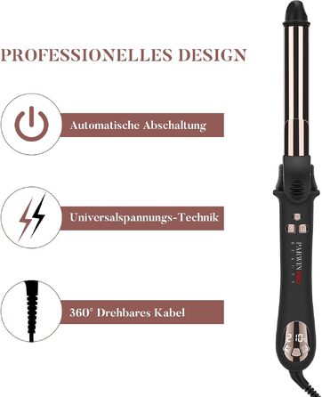 Автоматичний плойка-стайлер для волосся PARWIN PRO BEAUTY 32мм, ротаційний завитьок з нано-титановим покриттям та LCD-дисплеєм, 120-210°C