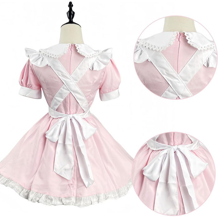 Костюм покоївки FCCAM CCAM: костюм покоївки, костюм служниці, косплей, костюм офіціантки (рожевий, 3XL)