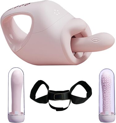 AMAZBEE Sexmaschine з 2 дільдосами: автоматичний вібратор для жінок. Інтимні іграшки для вагінального та анального використання (рожевий)