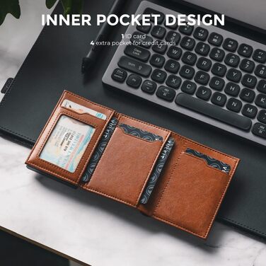Шкіряний гаманець-картхолдер VULKIT з RFID-захистом, Pop-Up системою, відділенням для купюр та вікном для ID (Коричневий)