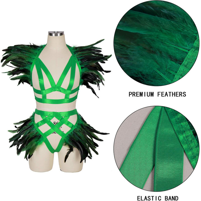 Жіночий корсет з пір'ям BBOHSS, набір аксесуарів у стилі готичний панк, для Burning Man, білий