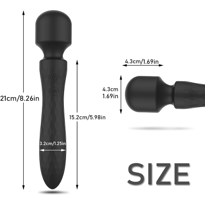 Вібратор JFRong Doppelkopf для дорослих: масажний стрижень з 10 режимами, стимулятор G-точки, тихий, водонепроникний, чорний