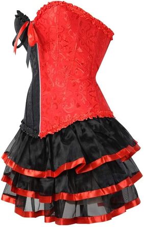 Корсетне плаття KUOSE Moulin Rouge в готичному стилі з шнуруванням, спліт-спідниця, великі розміри S-6XL, чорний/червоний