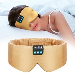 Шовкова маска для сну з Bluetooth-навушниками Joythink 5.3, бездротова маска для сну та медитації для тих, хто спить на боці, 16 годин роботи, миюча, колір шампань