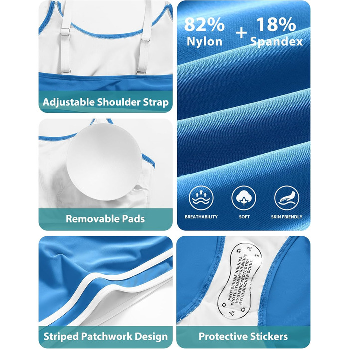 Бікіні Tuopuda з високою талією, спортивний двочастинний купальник з пуш-ап, блакитний, XL