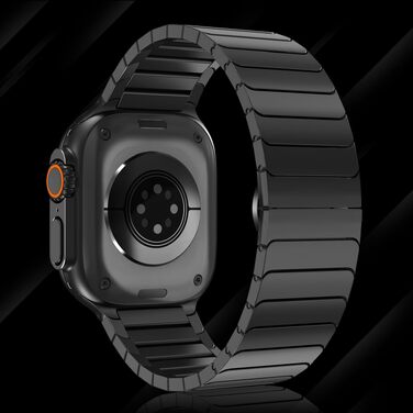 Металевий ремінець CHANCHY для Apple Watch Ultra 3/2/1, Series 11/10/9/8/7/6/5/4/3/2/1, SE — сталевий браслет (чорний, 42/44/45/46/49 мм)
