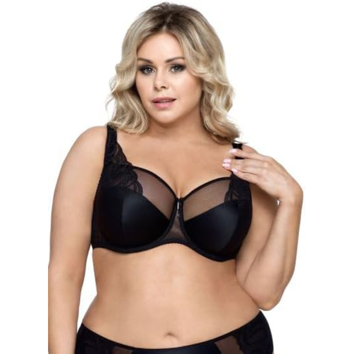 Selente бюстгальтер-бра з пуш-ап для жінок, чорний, мереживний, без підкладки, розміри C-K, 85H, Made in EU
