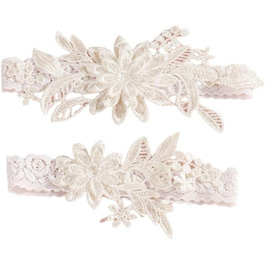 Жінські мереживні стрічки-тримачі для панчіх YUEKOPOU. 1 пара. Ідеальні для весілля, вечірки, косплею та прому. Колір: бежевий