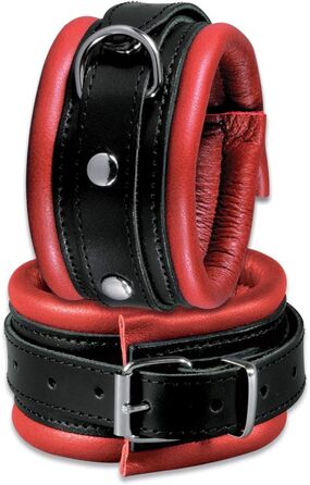 Набір для бондейжу з якісної шкіри: наручники, кайдани для ніг, з м'якою підкладкою, червоно-чорний