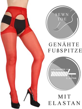 Чулки BANANALU з швом, 20 Den з вирізом (XL, Червоний/Чорний - набір 3 шт.)