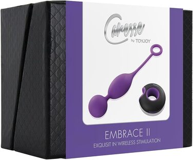 Іграшка Toyjoy Caresse Embrace II з пультом керування, яєчко-вібратор, фіолетовий/чорний, 10 x 3.5 см