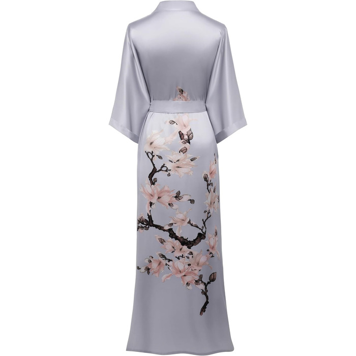 Кимоно-халат Babeyond з квітковим принтом, атласний, для вечірок, сірий (один розмір)