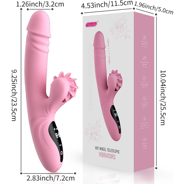 Вібратор для жінок з 9 функціями, нагріванням та G-точкою. Кролик. Рожевий колір