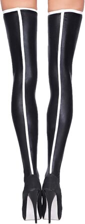 Сідлові панчохи 7Heaven для жінок, чорно-білі, з ефектом лакованого покриття, без шорсткувань, еластичні, L-XL