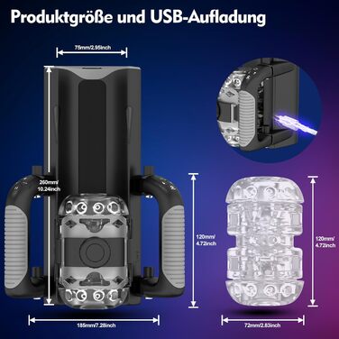 Електричний мастурбатор для чоловіків з підставкою для телефону та складним руків'ям, 12 см, телескопічний, секс-іграшка