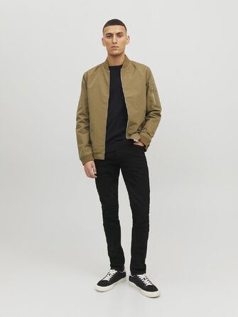 Чоловічий в'язаний однотонний светр JACK & JONES, чорний, розмір L