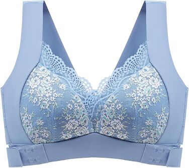 Бюстгальтер без кісточок Necalisi з застібкою на блискавці спереду, мереживний, з перехресним витонченням спини, синій, Push up, 42/95E