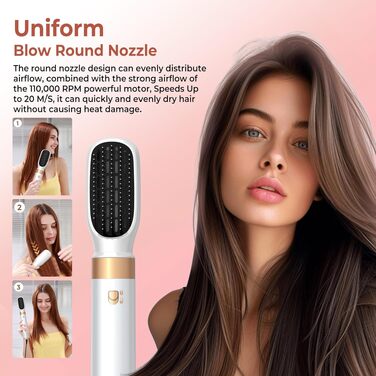 Мультистайлер для волосся 6 в 1 MogaWave Hairstyler Pro Airbrush: фен-щітка, автоматичний курлер та вирівнювач для об'єму, завивки та гладкості, бежевий
