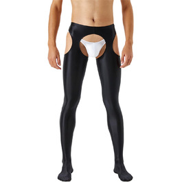 Чоловічі колготки Bciopll з відкритим промером та вирізом, середня талія, еластичний пояс, скінні легінси XL чорного кольору
