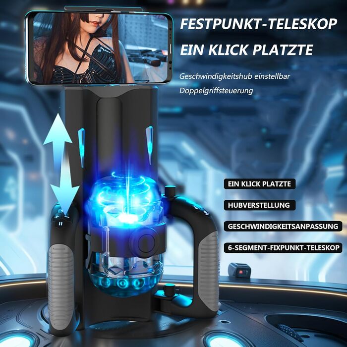 Електричний мастурбатор з подвійним руків'ям для чоловіків – реалістична вагіна, чорний колір