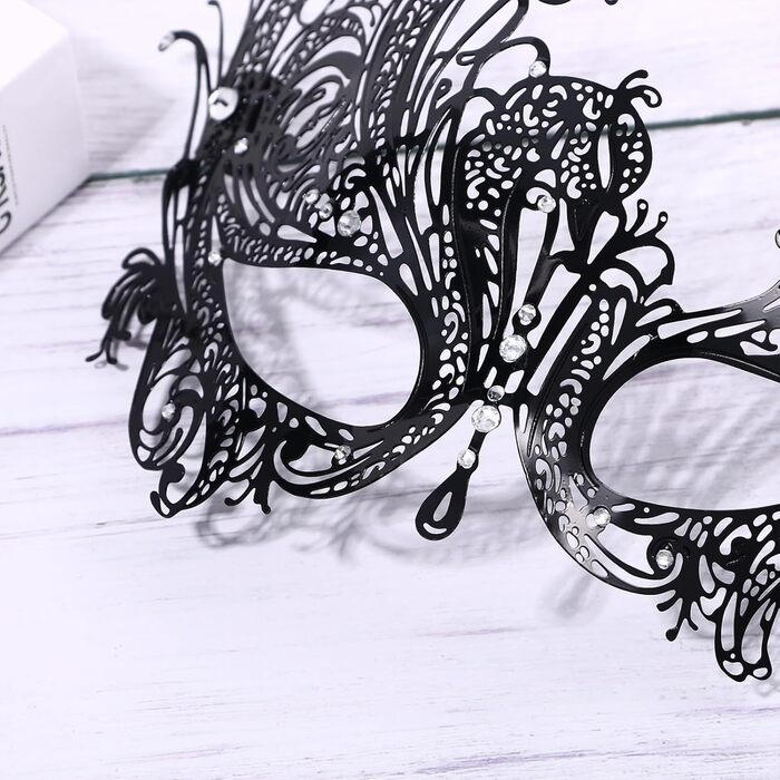 Набір з 3 венеціанських масок для жінок JewelryWe: металеві маски з стразами для карнавалу, Хелловіну, маскараду, з держателем