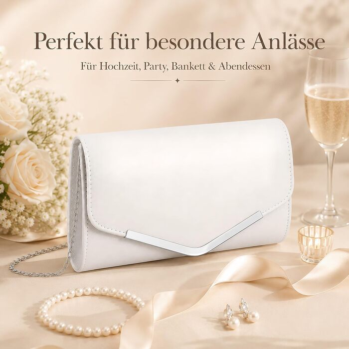 Елегантний жіночий вечірній клатч з білим ланцюжком для весіль та вечірок, сумка-портмоне преміум-якості для особливих подій