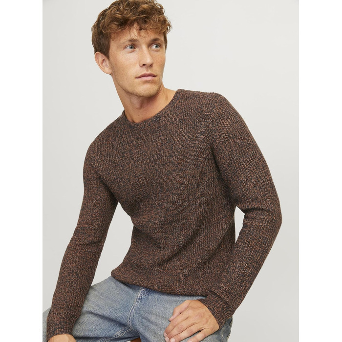 Чоловічий в'язаний светр Jack & Jones Jjelewis з круглим вирізом, колір Mocha Bisque