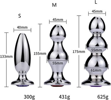 Анальний масажер Stile Extra Lang з металу та діамантовою основою. Стимулятор G-точки, простати. Для чоловіків та жінок. Срібло, розмір S.