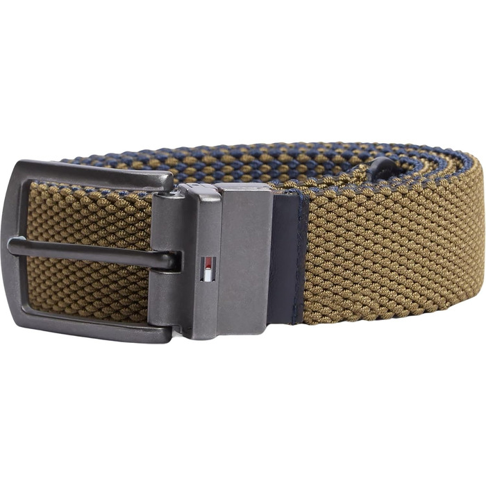 Чоловічий ремінь Tommy Hilfiger Denton Elastic Rev (AM0AM14574) двосторонній, еластичний, колір Khaki Platinum Olive, розмір 85