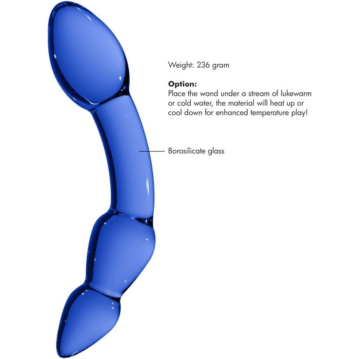 Дильдо Shots Chrystalino з боросилікатного скла, блакитний, 15 см